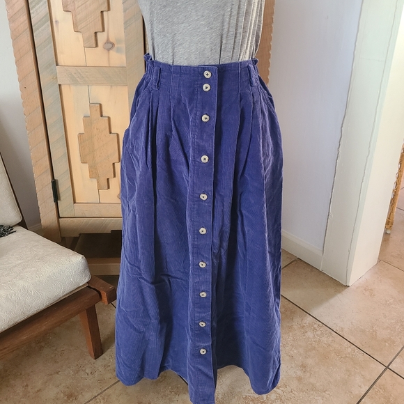 LizSport Vintage Women's Blue A Line Button-Down Skirt - Picture 1 of 5